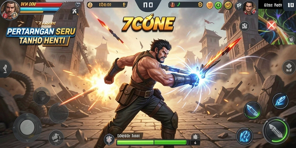 Tampilan dinamis gameplay seru dalam 7CONE.