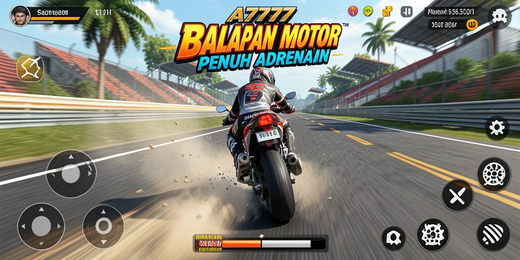 Gameplay seru A7777 dengan balapan motor yang menegangkan.