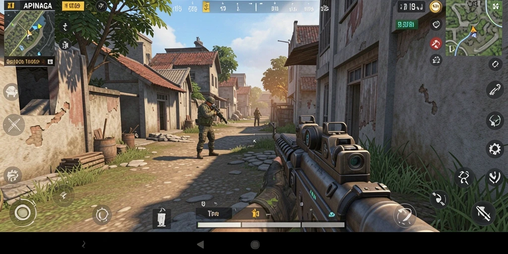 Gameplay seru APINAGA dengan aksi tembak-menembak yang mendebarkan.
