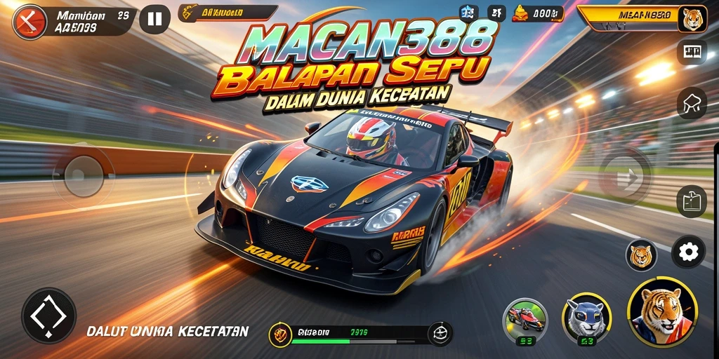 Tampilan gameplay balapan yang mendebarkan dalam MACAN388.
