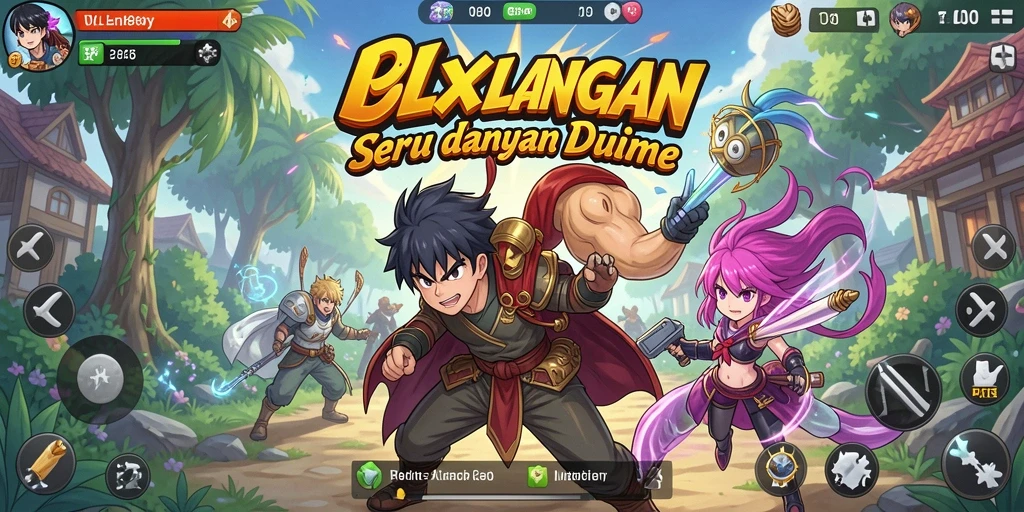 Tampilan gameplay menarik dari OLX888 yang menampilkan aksi karakter anime.