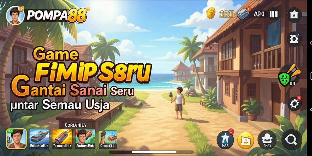 Screenshot utama POMPA88 menampilkan gameplay yang menyenangkan dan penuh warna.