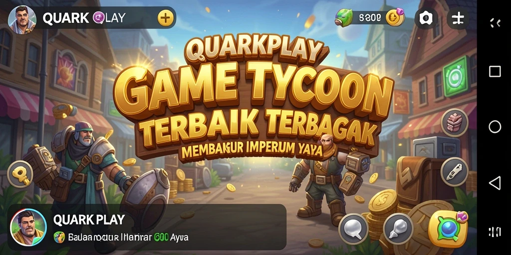 Tampilan gameplay menarik di QUARKPLAY yang menunjukkan pembangunan bisnis.